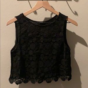 Black Floral Crop Top